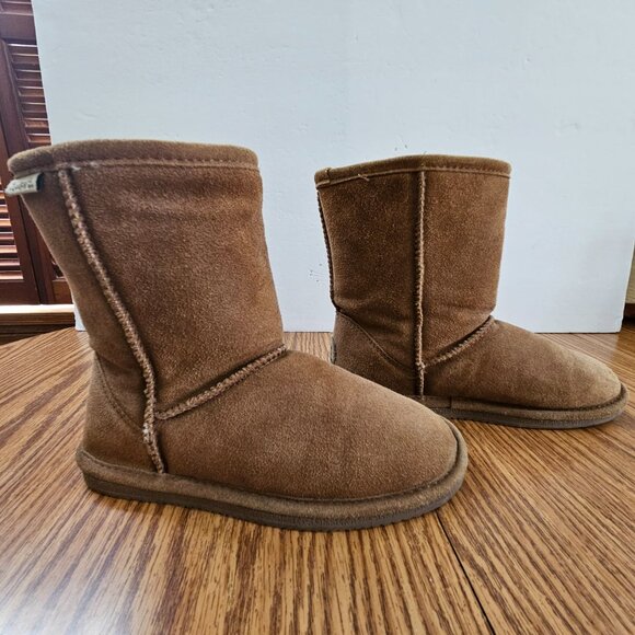 Bearpaw Eva Youth Winter Snow Boots Girls 3 Brown Suede Pull On Round Toe Sherpa - Picture 2 of 11